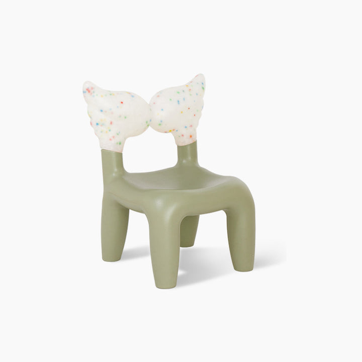 Modern Minimalist PE Plastic Decorative With Angel Wing Kids Backrest Armless Low Stool For Living Room