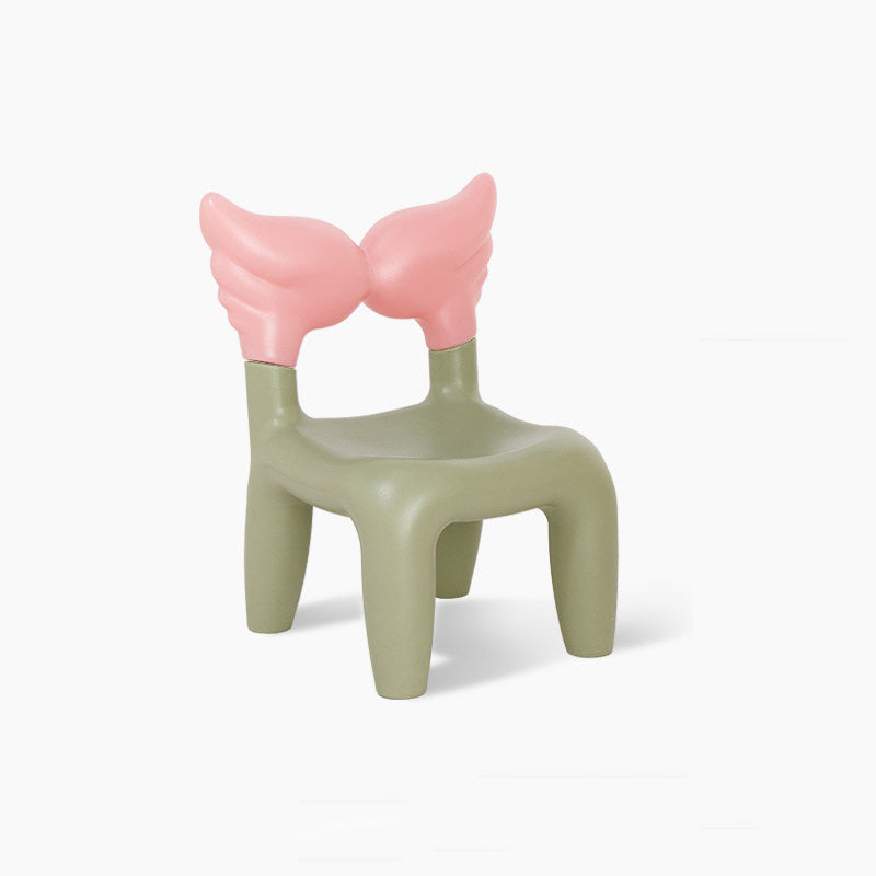 Modern Minimalist PE Plastic Decorative With Angel Wing Kids Backrest Armless Low Stool For Living Room