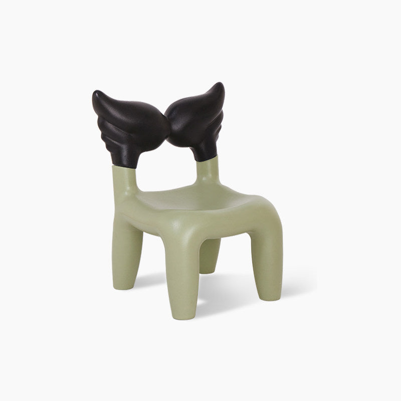 Modern Minimalist PE Plastic Decorative With Angel Wing Kids Backrest Armless Low Stool For Living Room