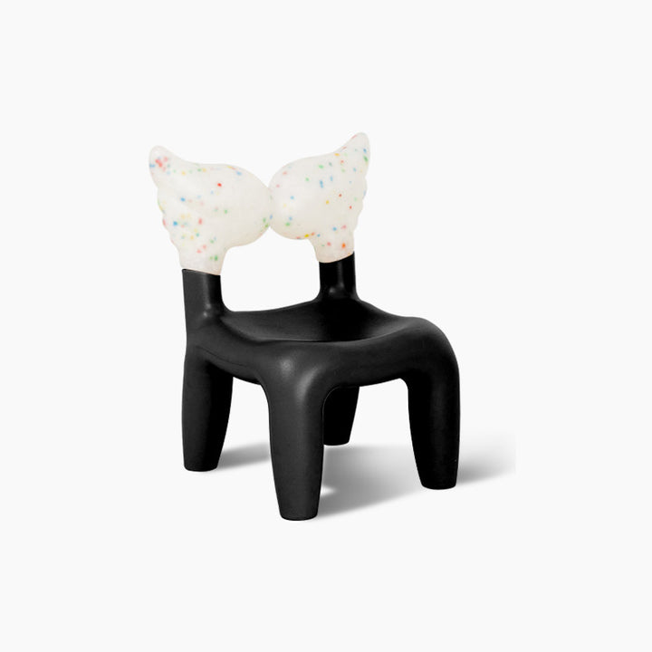 Modern Minimalist PE Plastic Decorative With Angel Wing Kids Backrest Armless Low Stool For Living Room