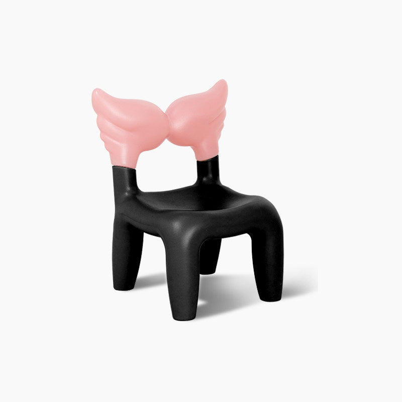 Modern Minimalist PE Plastic Decorative With Angel Wing Kids Backrest Armless Low Stool For Living Room