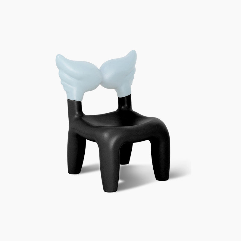 Modern Minimalist PE Plastic Decorative With Angel Wing Kids Backrest Armless Low Stool For Living Room