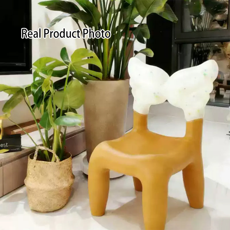 Modern Minimalist PE Plastic Decorative With Angel Wing Kids Backrest Armless Low Stool For Living Room