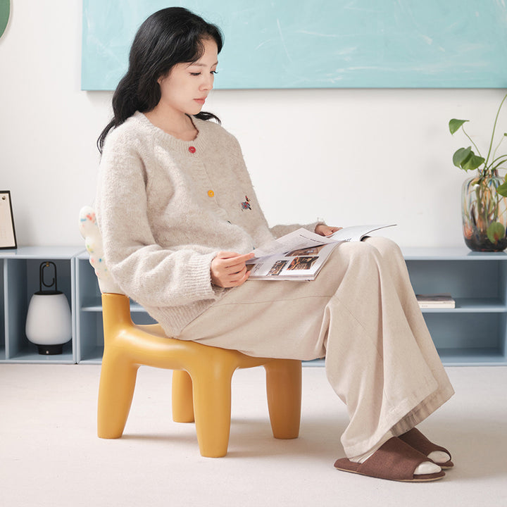 Modern Minimalist PE Plastic Decorative With Angel Wing Kids Backrest Armless Low Stool For Living Room