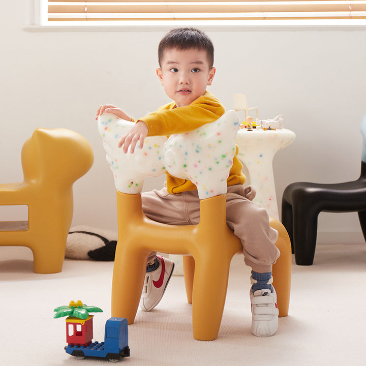 Modern Minimalist PE Plastic Decorative With Angel Wing Kids Backrest Armless Low Stool For Living Room