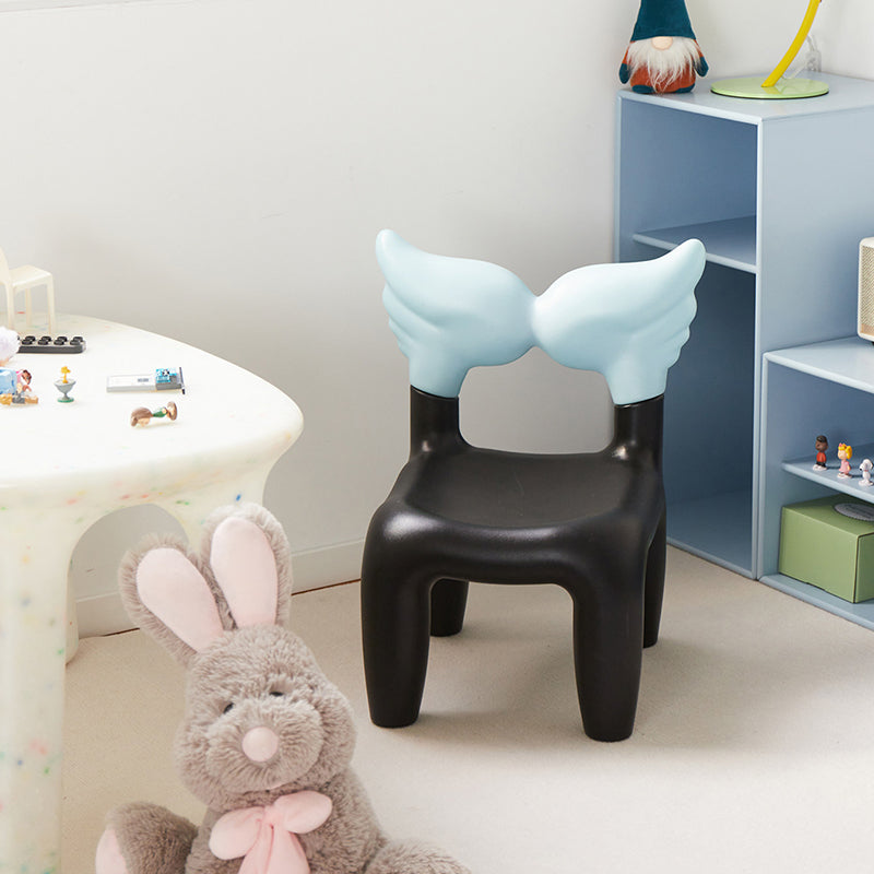 Modern Minimalist PE Plastic Decorative With Angel Wing Kids Backrest Armless Low Stool For Living Room