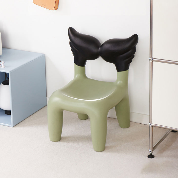 Modern Minimalist PE Plastic Decorative With Angel Wing Kids Backrest Armless Low Stool For Living Room
