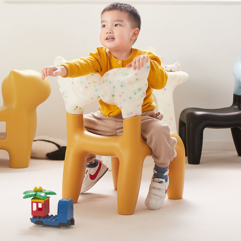 Modern Minimalist PE Plastic Decorative With Angel Wing Kids Backrest Armless Low Stool For Living Room