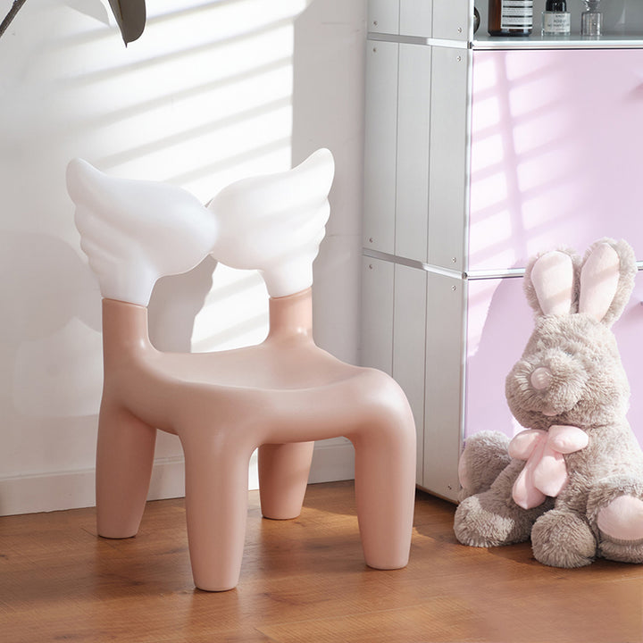 Modern Minimalist PE Plastic Decorative With Angel Wing Kids Backrest Armless Low Stool For Living Room