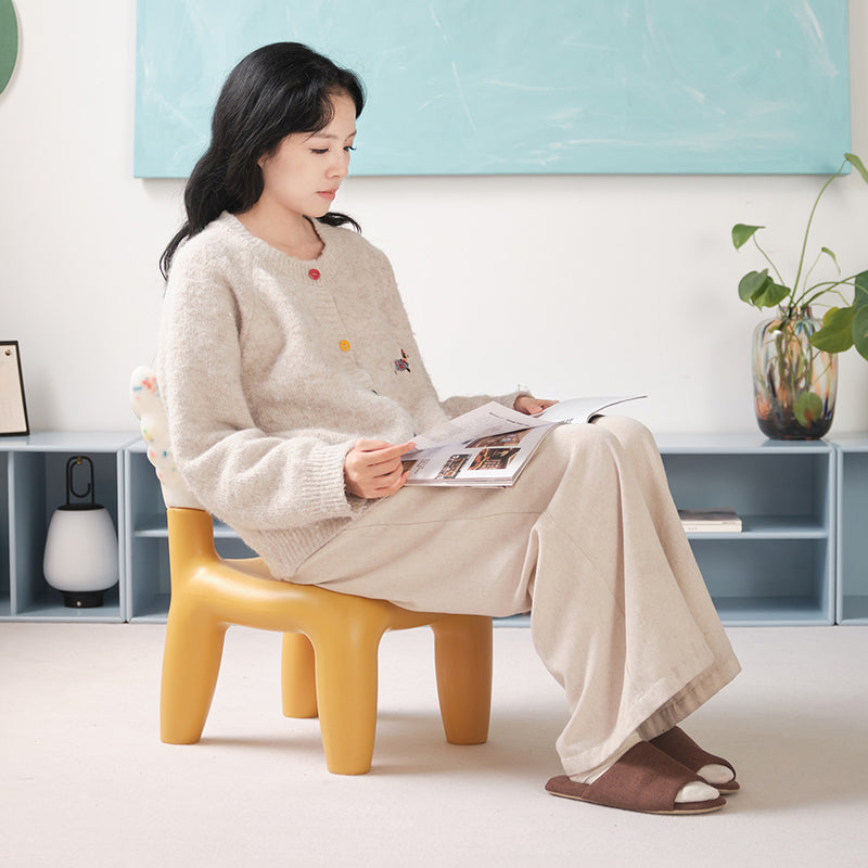 Modern Minimalist PE Plastic Decorative With Angel Wing Kids Backrest Armless Low Stool For Living Room