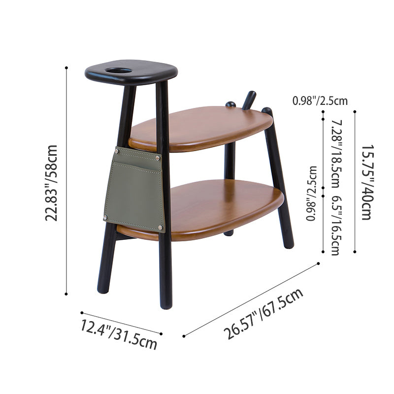 Modern Minimalist Boxwood &amp; Ash Wood Saddle-Style Faux Leather Pony-Shaped Space-Saving Decorative Backless Armless Shoe Stool For Entryway