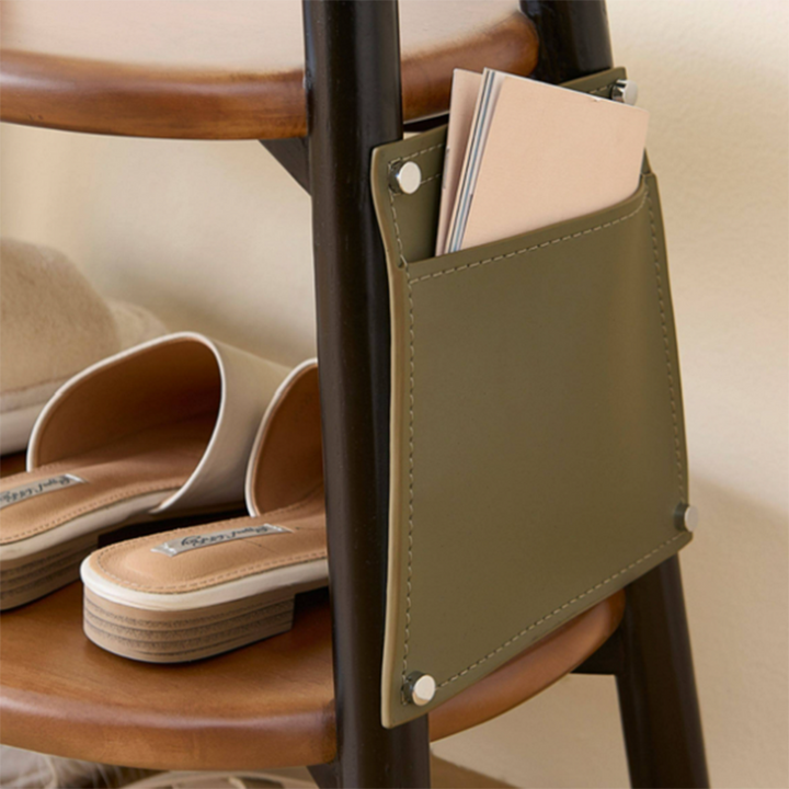 Modern Minimalist Boxwood &amp; Ash Wood Saddle-Style Faux Leather Pony-Shaped Space-Saving Decorative Backless Armless Shoe Stool For Entryway