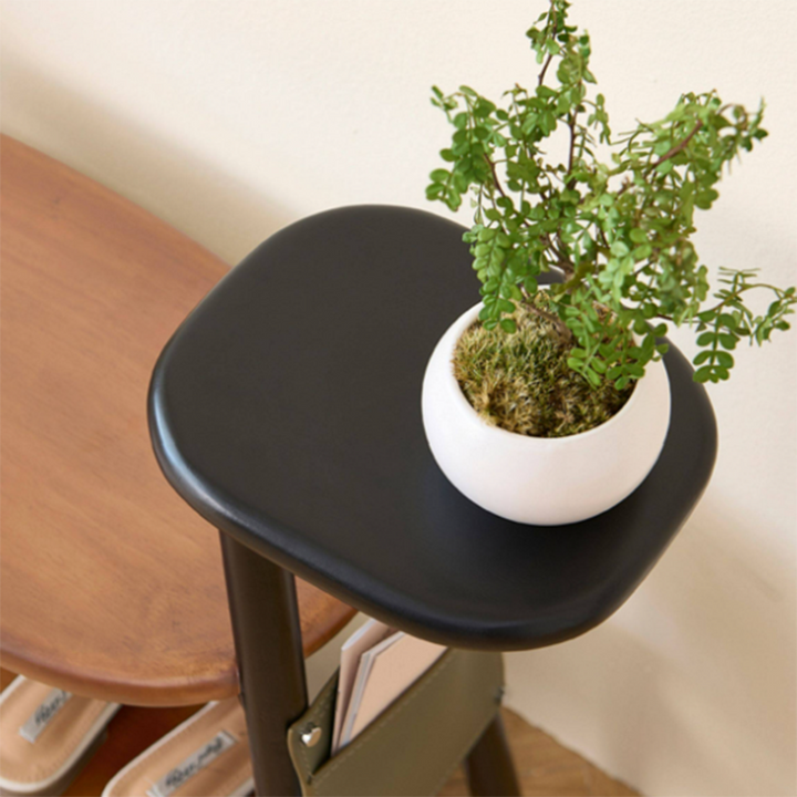 Modern Minimalist Boxwood &amp; Ash Wood Saddle-Style Faux Leather Pony-Shaped Space-Saving Decorative Backless Armless Shoe Stool For Entryway