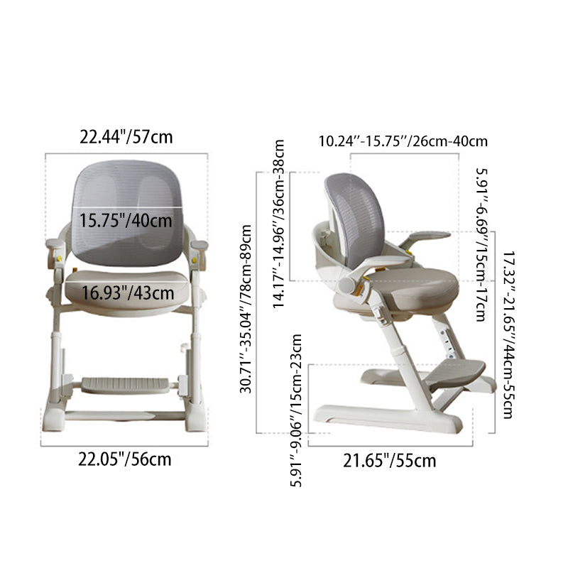 Modern Minimalist Faux Leather Fishing Line Mesh Fabric Steel ABS Plywood High-Resilience Custom Foam Kid Adjustable 4-Position Backrest Armrest Desk Chair For Home Office
