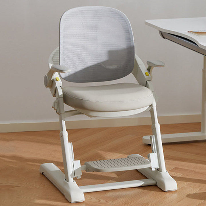 Modern Minimalist Faux Leather Fishing Line Mesh Fabric Steel ABS Plywood High-Resilience Custom Foam Kid Adjustable 4-Position Backrest Armrest Desk Chair For Home Office