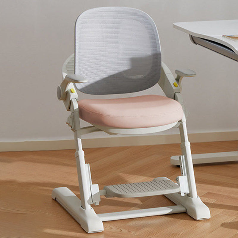 Modern Minimalist Faux Leather Fishing Line Mesh Fabric Steel ABS Plywood High-Resilience Custom Foam Kid Adjustable 4-Position Backrest Armrest Desk Chair For Home Office