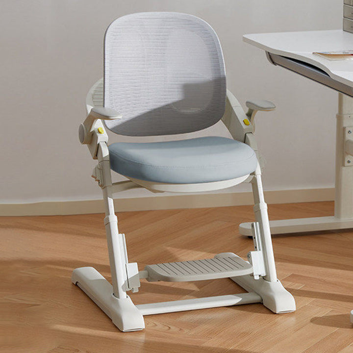 Modern Minimalist Faux Leather Fishing Line Mesh Fabric Steel ABS Plywood High-Resilience Custom Foam Kid Adjustable 4-Position Backrest Armrest Desk Chair For Home Office