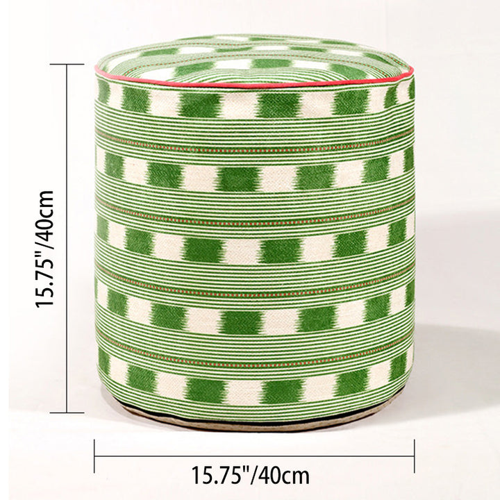 Traditional Vintage Velvet Pine Wood Pine Plywood Decorative Round Backless Armless Low Stool For Bedroom