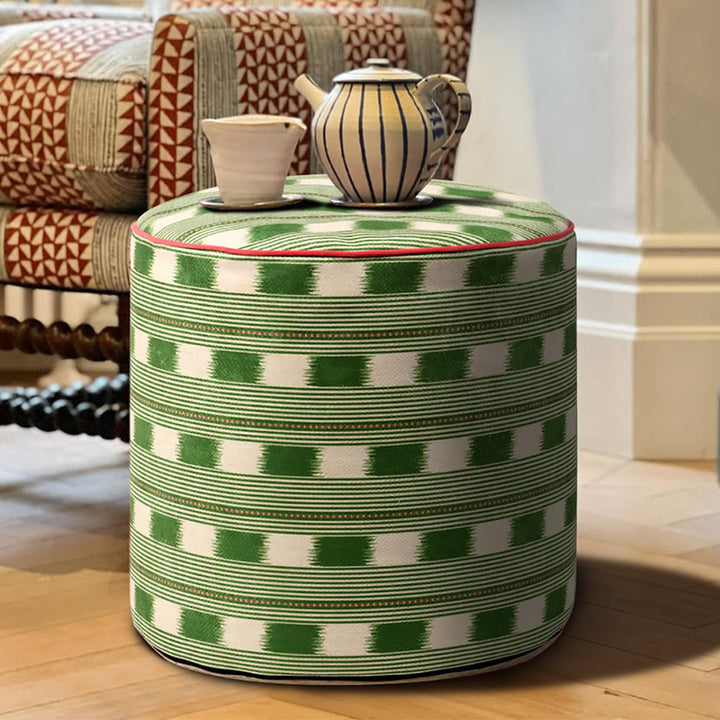 Traditional Vintage Velvet Pine Wood Pine Plywood Decorative Round Backless Armless Low Stool For Bedroom