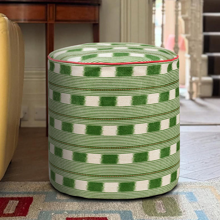 Traditional Vintage Velvet Pine Wood Pine Plywood Decorative Round Backless Armless Low Stool For Bedroom