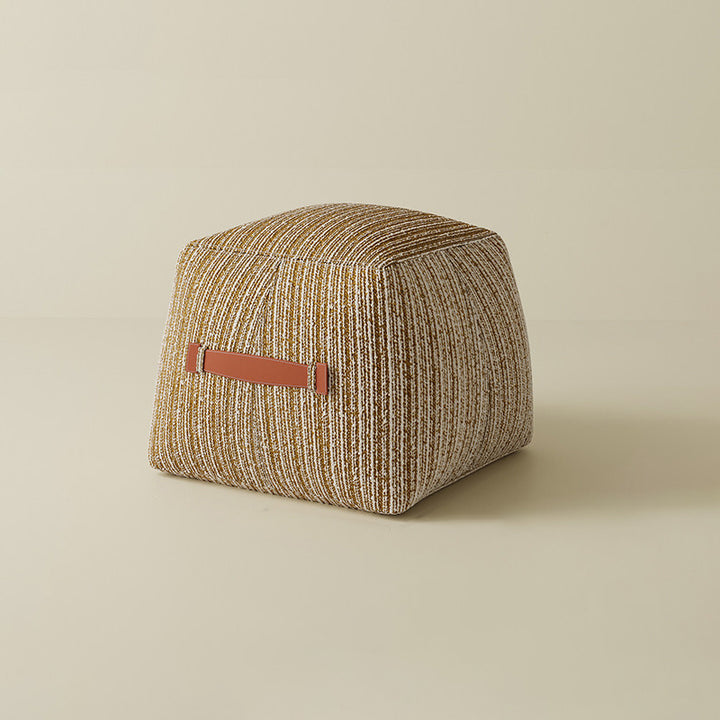 Traditional Vintage Linen Wool-Polyester Blend Bouclé Fabric Foam Sponge EPP Cube-Shaped Highly Practical Backless Armless Low Stool For Living Room