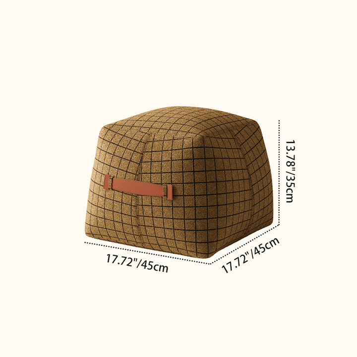 Traditional Vintage Linen Wool-Polyester Blend Bouclé Fabric Foam Sponge EPP Cube-Shaped Highly Practical Backless Armless Low Stool For Living Room