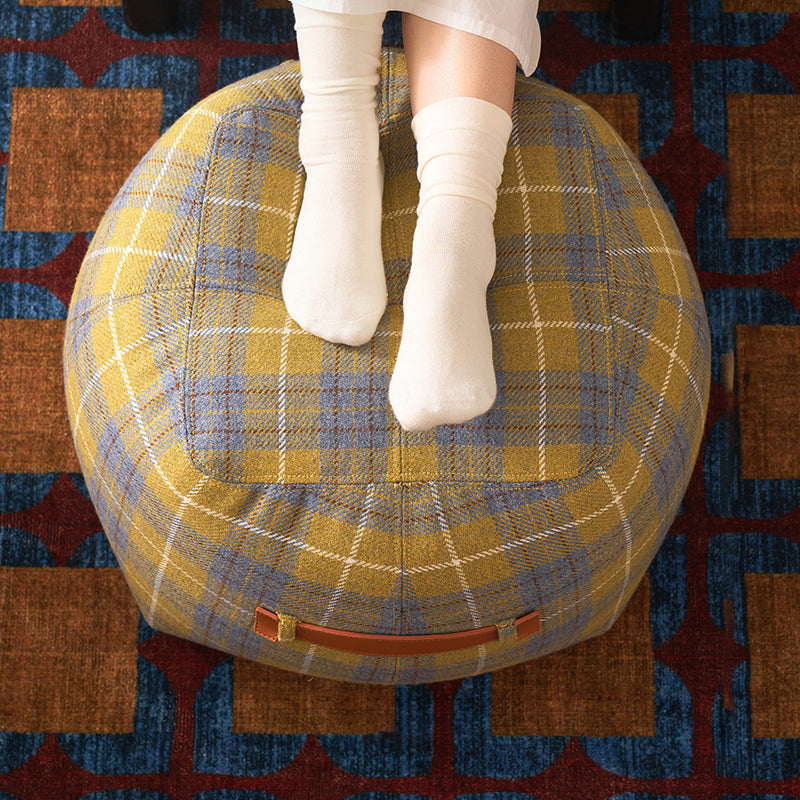 Traditional Vintage Linen Wool-Polyester Blend Bouclé Fabric Foam Sponge EPP Cube-Shaped Highly Practical Backless Armless Low Stool For Living Room