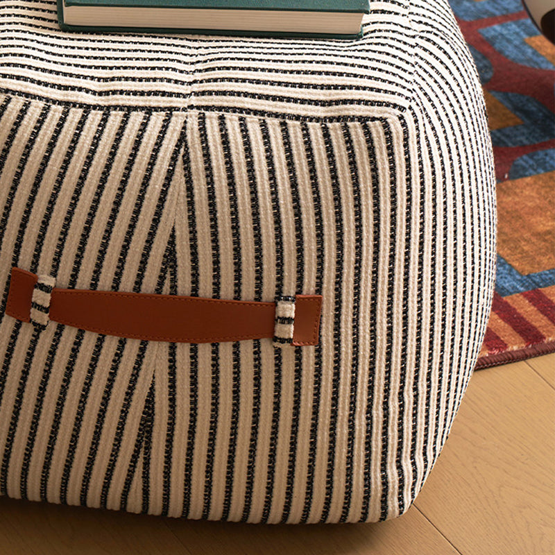 Traditional Vintage Linen Wool-Polyester Blend Bouclé Fabric Foam Sponge EPP Cube-Shaped Highly Practical Backless Armless Low Stool For Living Room