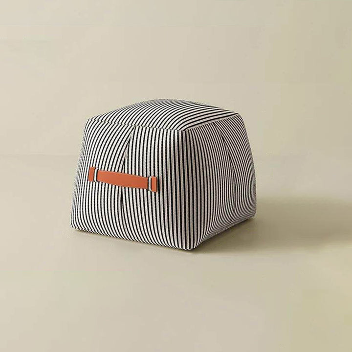 Traditional Vintage Linen Wool-Polyester Blend Bouclé Fabric Foam Sponge EPP Cube-Shaped Highly Practical Backless Armless Low Stool For Living Room