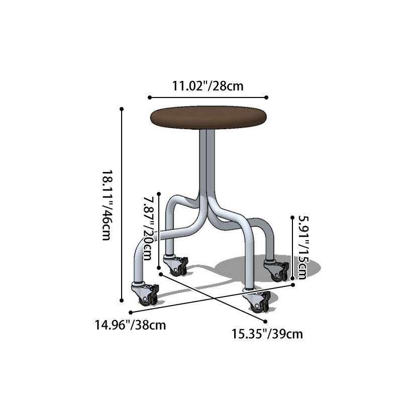 Modern Minimalist Walnut Wood Cherry Wood Stainless Steel Round With Smooth-Rolling Backless Armless Low Stool For Living Room