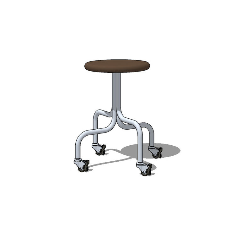 Modern Minimalist Walnut Wood Cherry Wood Stainless Steel Round With Smooth-Rolling Backless Armless Low Stool For Living Room
