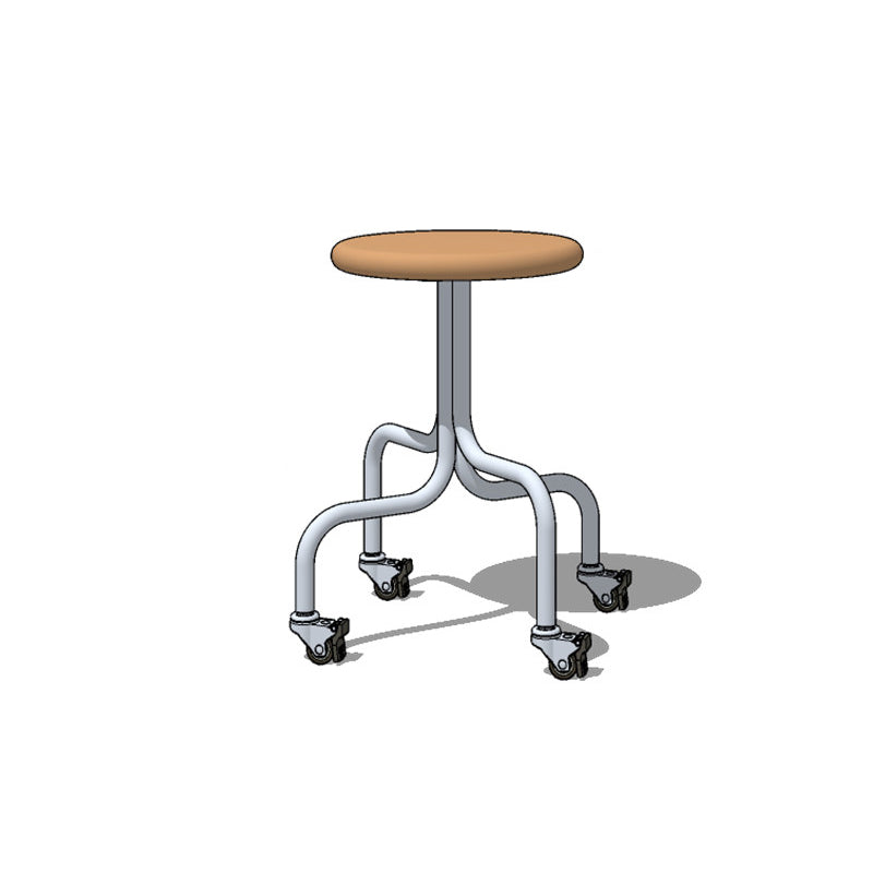 Modern Minimalist Walnut Wood Cherry Wood Stainless Steel Round With Smooth-Rolling Backless Armless Low Stool For Living Room