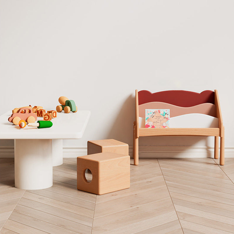 Modern Minimalist Beech Wood Square Stackable Kids Backless Armless Low Stool For Living Room