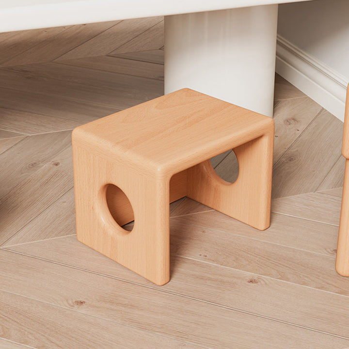 Modern Minimalist Beech Wood Square Stackable Kids Backless Armless Low Stool For Living Room
