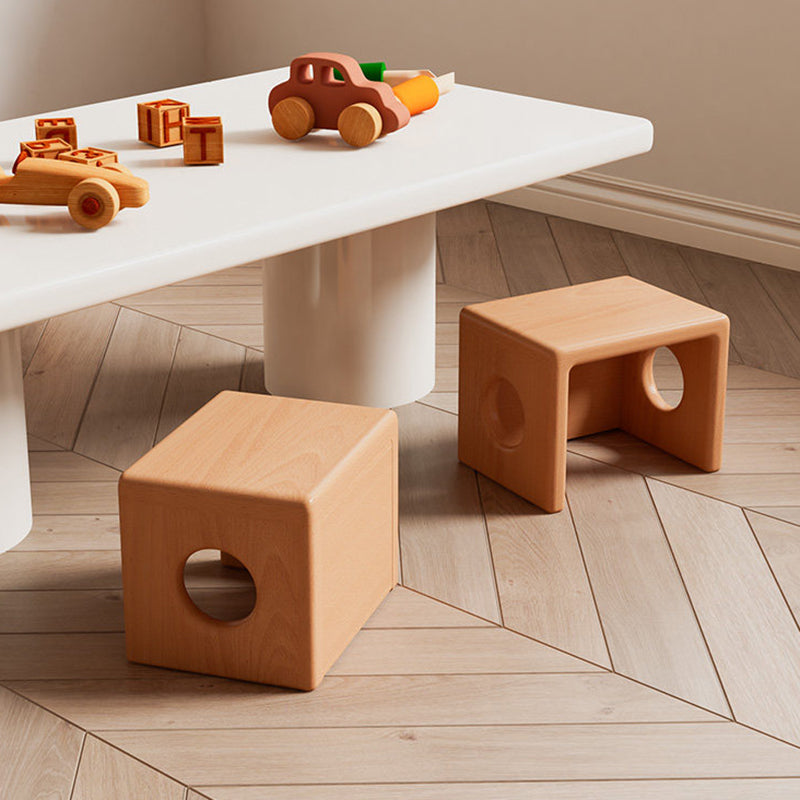 Modern Minimalist Beech Wood Square Stackable Kids Backless Armless Low Stool For Living Room