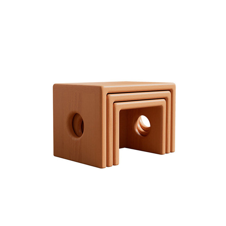 Modern Minimalist Beech Wood Square Stackable Kids Backless Armless Low Stool For Living Room