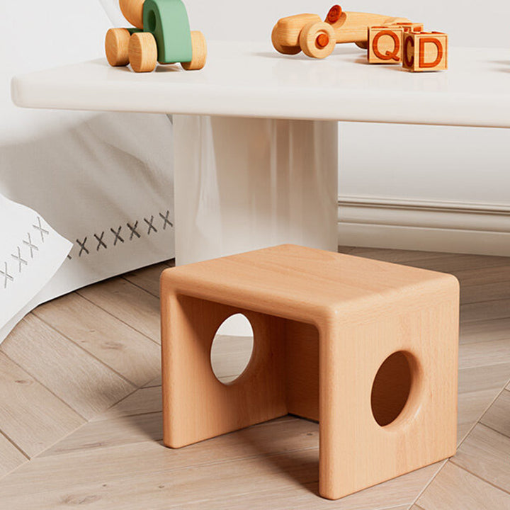 Modern Minimalist Beech Wood Square Stackable Kids Backless Armless Low Stool For Living Room