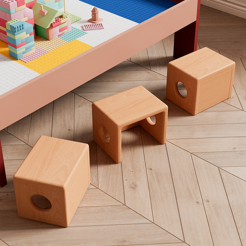 Modern Minimalist Beech Wood Square Stackable Kids Backless Armless Low Stool For Living Room