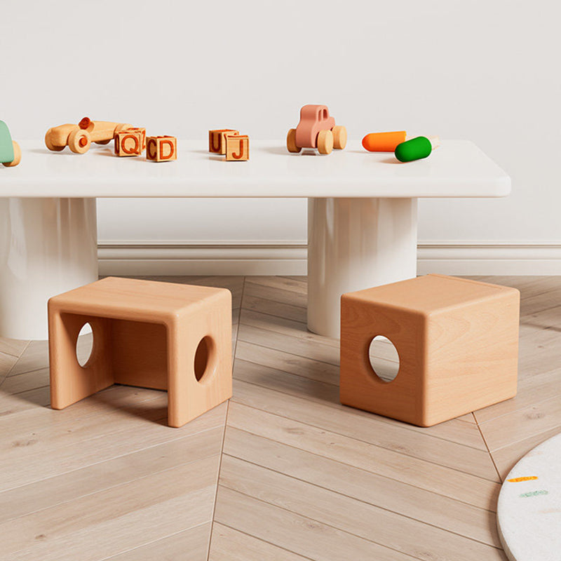 Modern Minimalist Beech Wood Square Stackable Kids Backless Armless Low Stool For Living Room