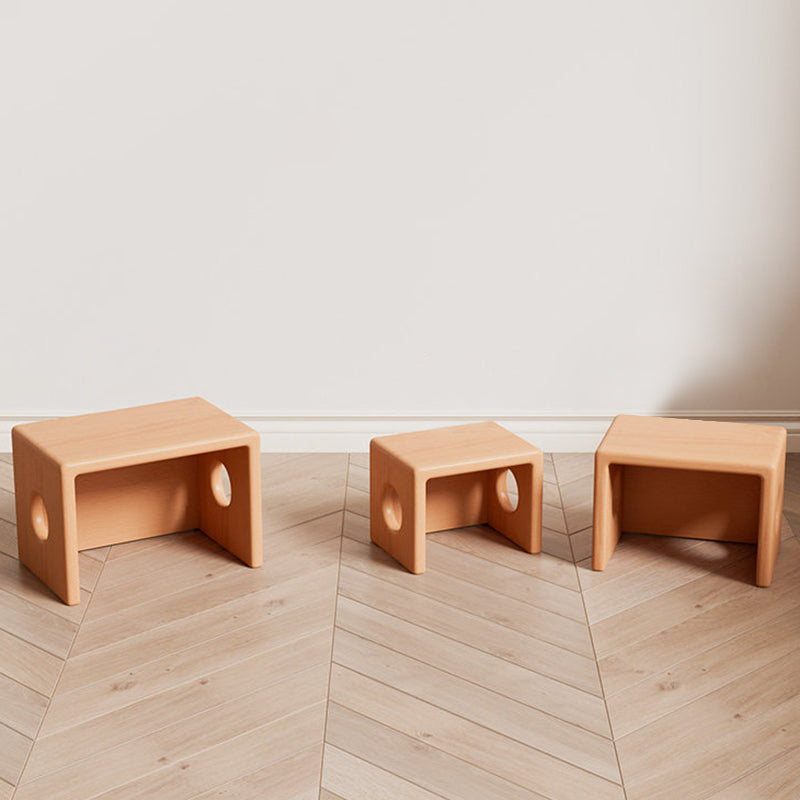 Modern Minimalist Beech Wood Square Stackable Kids Backless Armless Low Stool For Living Room