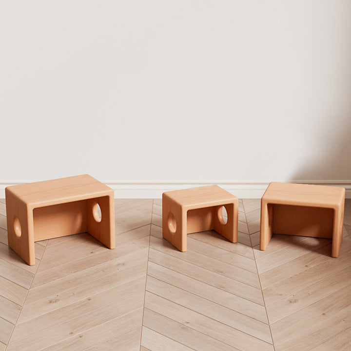 Modern Minimalist Beech Wood Square Stackable Kids Backless Armless Low Stool For Living Room