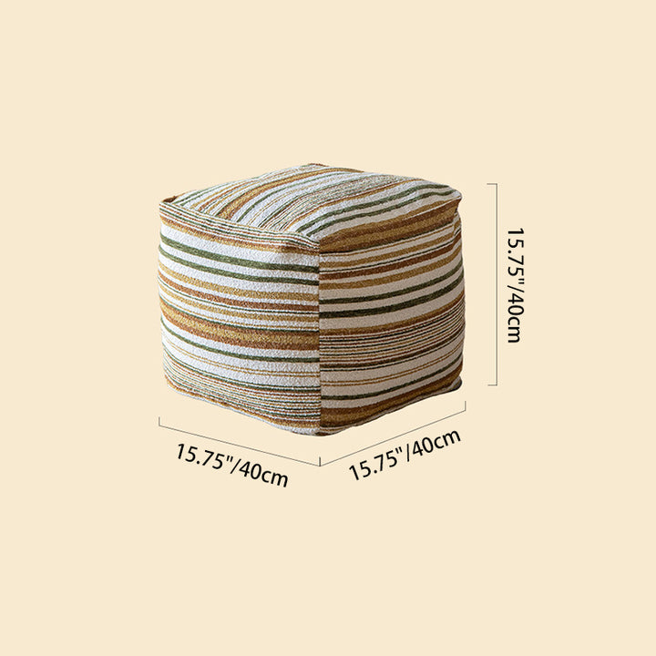 Traditional Vintage Chenille Polyester Fiberfill Square Decorative Stackable Upholstered Backless Armless Low Stool For Living Room
