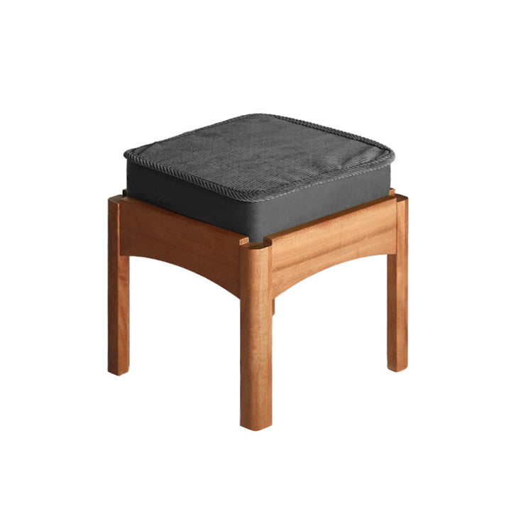 Modern Minimalist Corduroy Fabric Walnut Wood Foam Sponge Square Stackable Kids Backless Armless Low Stool For Living Room