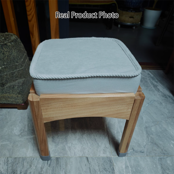 Modern Minimalist Corduroy Fabric Walnut Wood Foam Sponge Square Stackable Kids Backless Armless Low Stool For Living Room
