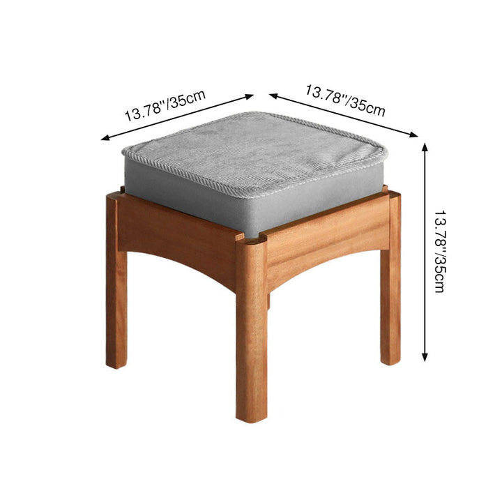 Modern Minimalist Corduroy Fabric Walnut Wood Foam Sponge Square Stackable Kids Backless Armless Low Stool For Living Room