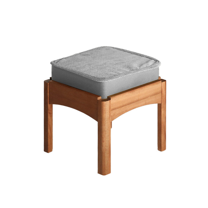 Modern Minimalist Corduroy Fabric Walnut Wood Foam Sponge Square Stackable Kids Backless Armless Low Stool For Living Room