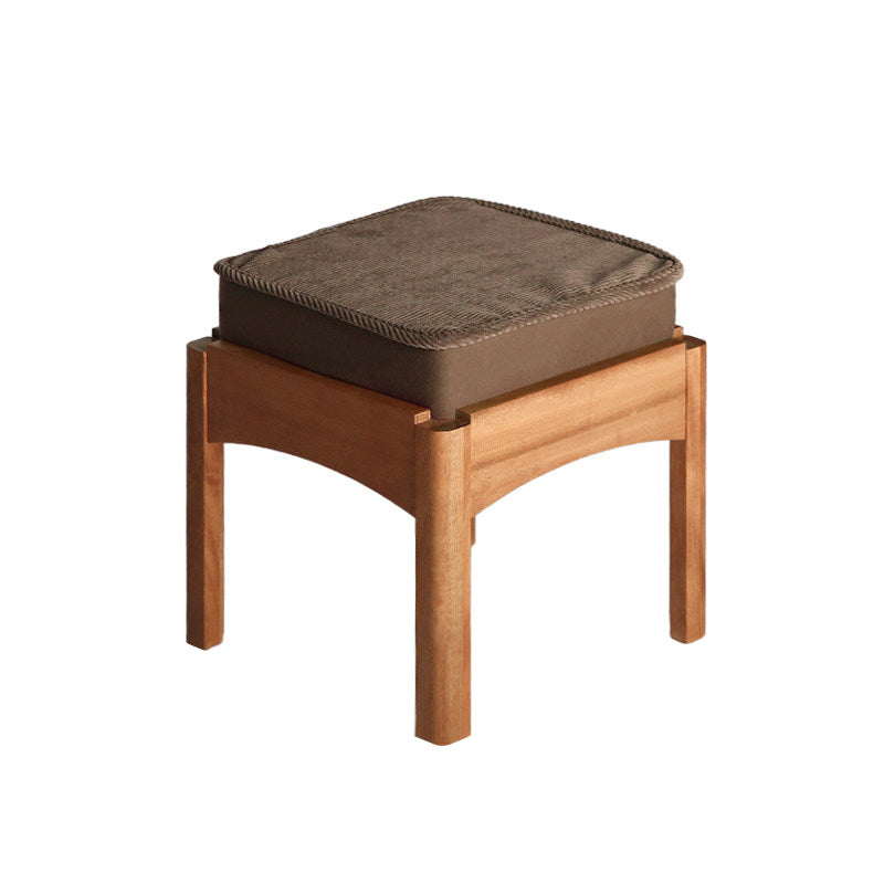 Modern Minimalist Corduroy Fabric Walnut Wood Foam Sponge Square Stackable Kids Backless Armless Low Stool For Living Room