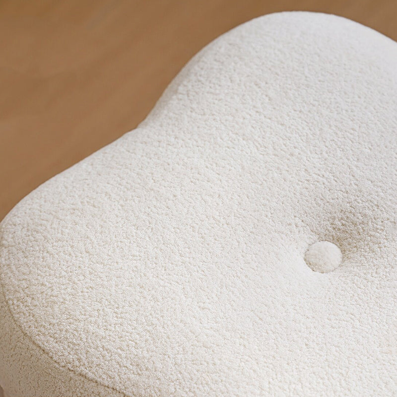 Contemporary Scandinavian Sherpa Fabric Pine Wood Plywood Foam Sponge Decorative Swivel Flower-Shaped Backless Armless Vanity Stool For Bedroom