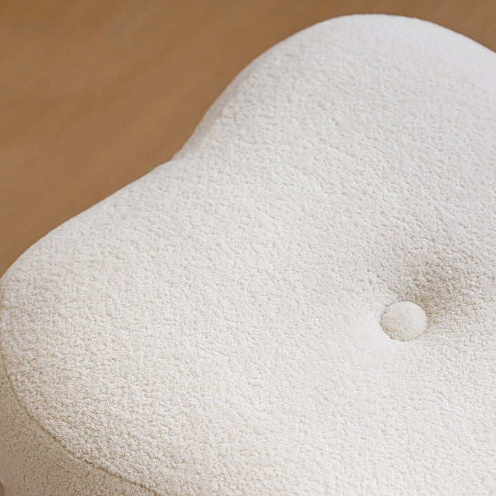 Contemporary Scandinavian Sherpa Fabric Pine Wood Plywood Foam Sponge Decorative Swivel Flower-Shaped Backless Armless Vanity Stool For Bedroom