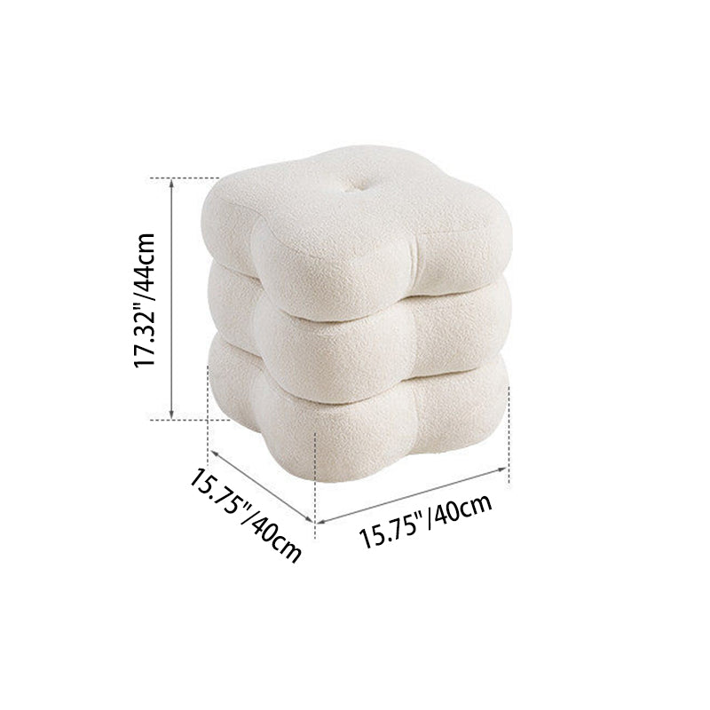 Contemporary Scandinavian Sherpa Fabric Pine Wood Plywood Foam Sponge Decorative Swivel Flower-Shaped Backless Armless Vanity Stool For Bedroom